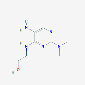 molecular formula C9H17N5O B12912030 2-{[5-Amino-2-(dimethylamino)-6-methylpyrimidin-4-yl]amino}ethan-1-ol CAS No. 61604-15-7