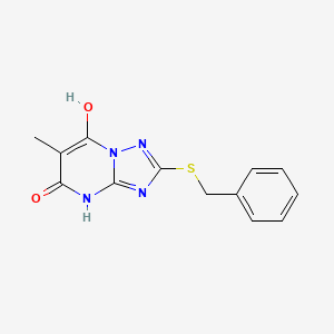 molecular formula C13H12N4O2S B12912068 2-(Benzylthio)-6-methyl-[1,2,4]triazolo[1,5-a]pyrimidine-5,7-diol CAS No. 98968-32-2