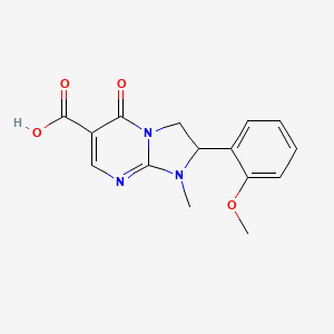 molecular formula C15H15N3O4 B12912110 Imidazo(1,2-a)pyrimidine-6-carboxylic acid, 1,2,3,5-tetrahydro-2-(2-methoxyphenyl)-1-methyl-5-oxo- CAS No. 141234-29-9