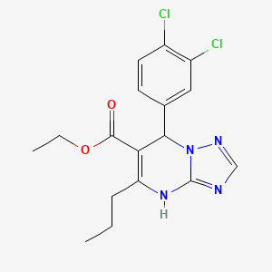 molecular formula C17H18Cl2N4O2 B12912171 Ethyl 7-(3,4-dichlorophenyl)-5-propyl-1,7-dihydro-[1,2,4]triazolo[1,5-a]pyrimidine-6-carboxylate CAS No. 5518-63-8