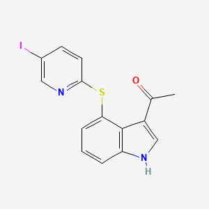 1-{4-[(5-Iodopyridin-2-yl)sulfanyl]-1H-indol-3-yl}ethan-1-one