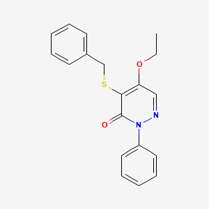 molecular formula C19H18N2O2S B12912213 4-(Benzylthio)-5-ethoxy-2-phenyl-3(2H)-pyridazinone CAS No. 5509-78-4