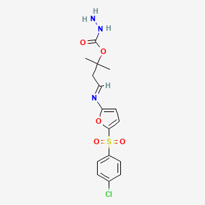 molecular formula C16H18ClN3O5S B12912261 4-((5-((4-Chlorophenyl)sulfonyl)furan-2-yl)imino)-2-methylbutan-2-yl hydrazinecarboxylate 