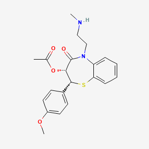 molecular formula C21H24N2O4S B12912279 Cis-2-(4-methoxyphenyl)-5-(2-(methylamino)ethyl)-4-oxo-2,3,4,5-tetrahydrobenzo[b][1,4]thiazepin-3-yl acetate 