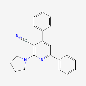 molecular formula C22H19N3 B12912387 3-Pyridinecarbonitrile, 4,6-diphenyl-2-(1-pyrrolidinyl)- CAS No. 61006-42-6