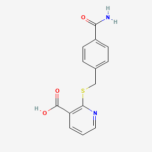 molecular formula C14H12N2O3S B1291242 2-{[4-(Aminocarbonyl)benzyl]thio}nicotinic acid CAS No. 1016690-79-1
