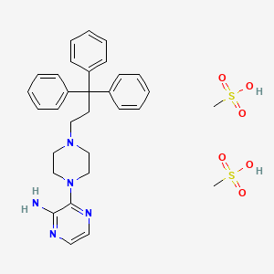 molecular formula C31H39N5O6S2 B12912426 Piperazine, 1-(3-amino-2-pyrazinyl)-4-(3,3,3-triphenylpropyl)-, dimethanesulfonate, hydrate CAS No. 36524-75-1