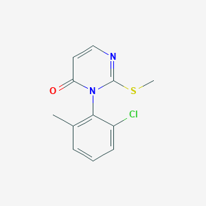 molecular formula C12H11ClN2OS B12912485 3-(2-Chloro-6-methylphenyl)-2-(methylsulfanyl)pyrimidin-4(3H)-one CAS No. 89069-31-8