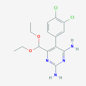 molecular formula C15H18Cl2N4O2 B12912531 5-(3,4-Dichlorophenyl)-6-(diethoxymethyl)pyrimidine-2,4-diamine CAS No. 20535-53-9