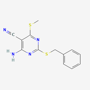 4-Amino-2-(benzylthio)-6-(methylthio)pyrimidine-5-carbonitrile