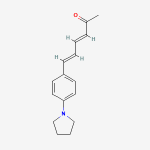 molecular formula C16H19NO B12912631 6-(4-(Pyrrolidin-1-yl)phenyl)hexa-3,5-dien-2-one 