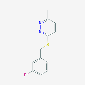 molecular formula C12H11FN2S B12912640 3-[(3-Fluorobenzyl)sulfanyl]-6-methylpyridazine CAS No. 5376-26-1