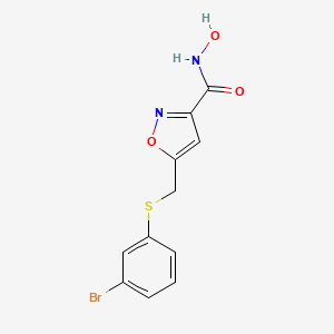 molecular formula C11H9BrN2O3S B12912646 3-Isoxazolecarboxamide, 5-[[(3-bromophenyl)thio]methyl]-N-hydroxy- CAS No. 823220-12-8