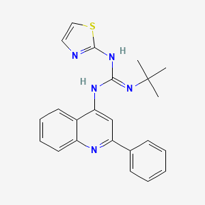 molecular formula C23H23N5S B12912700 Guanidine, 1-tert-butyl-2-(2-phenyl-4-quinolyl)-3-(2-thiazolyl)- CAS No. 71079-97-5