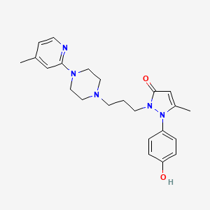 molecular formula C23H29N5O2 B12912724 3H-Pyrazol-3-one, 1,2-dihydro-1-(4-hydroxyphenyl)-5-methyl-2-(3-(4-(4-methyl-2-pyridinyl)-1-piperazinyl)propyl)- CAS No. 104416-71-9