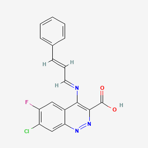 7-Chloro-6-fluoro-4-((3-phenyl-2-propenylidene)amino)-3-cinnolinecarboxylic acid