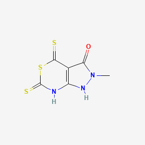 molecular formula C6H5N3OS3 B12912751 3-Hydroxy-2-methyl-2,7-dihydropyrazolo(3,4-d)(1,3)thiazine-4,6-dithione CAS No. 68640-86-8