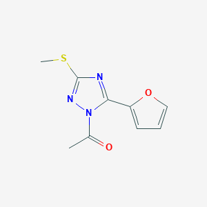 molecular formula C9H9N3O2S B12912872 1H-1,2,4-Triazole, 1-acetyl-5-(2-furanyl)-3-(methylthio)- CAS No. 61323-52-2