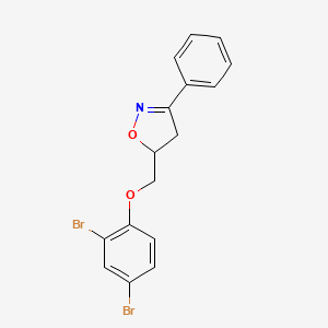 B12912884 Isoxazole, 5-[(2,4-dibromophenoxy)methyl]-4,5-dihydro-3-phenyl- CAS No. 827628-52-4