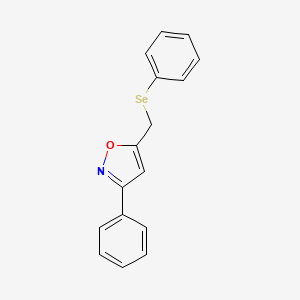 molecular formula C16H13NOSe B12912892 Isoxazole, 3-phenyl-5-[(phenylseleno)methyl]- CAS No. 833462-35-4