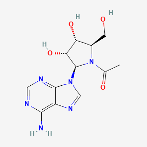 molecular formula C12H16N6O4 B12912918 1-((2R,3S,4R,5R)-2-(6-Amino-9H-purin-9-yl)-3,4-dihydroxy-5-(hydroxymethyl)pyrrolidin-1-yl)ethanone 