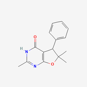 molecular formula C15H16N2O2 B12912983 2,6,6-Trimethyl-5-phenyl-5,6-dihydrofuro[2,3-d]pyrimidin-4(3h)-one CAS No. 27228-60-0