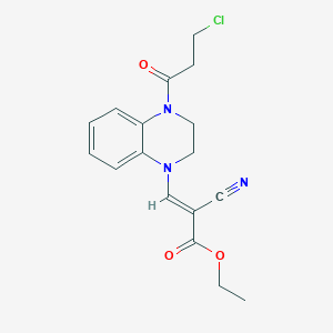 molecular formula C17H18ClN3O3 B12912993 Ethyl 3-(4-(3-chloropropanoyl)-3,4-dihydroquinoxalin-1(2H)-yl)-2-cyanoacrylate 