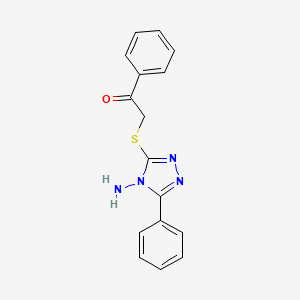 molecular formula C16H14N4OS B12913040 Ethanone, 2-((4-amino-5-phenyl-4H-1,2,4-triazol-3-yl)thio)-1-phenyl- CAS No. 127399-28-4