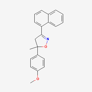 molecular formula C21H19NO2 B12913090 Isoxazole, 4,5-dihydro-5-(4-methoxyphenyl)-5-methyl-3-(1-naphthalenyl)- CAS No. 653601-95-7