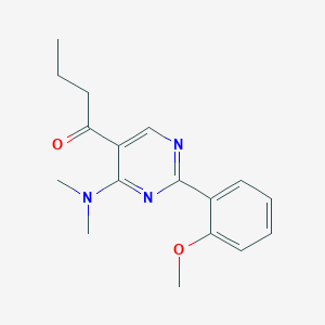 molecular formula C17H21N3O2 B12913149 1-(4-(Dimethylamino)-2-(2-methoxyphenyl)pyrimidin-5-yl)butan-1-one CAS No. 823794-10-1