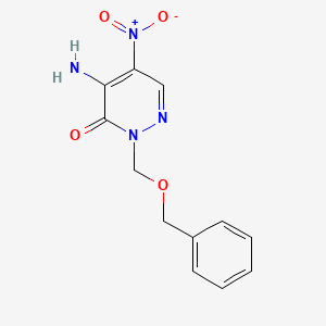 molecular formula C12H12N4O4 B12913175 4-Amino-2-((benzyloxy)methyl)-5-nitropyridazin-3(2H)-one CAS No. 92574-77-1