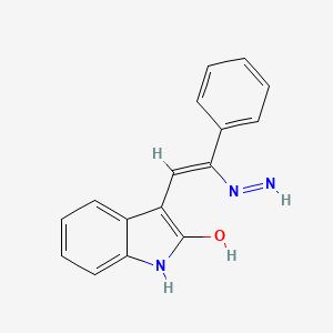 molecular formula C16H13N3O B12913284 3-(2-Hydrazono-2-phenylethylidene)-1,3-dihydro-2H-indol-2-one CAS No. 844-63-3