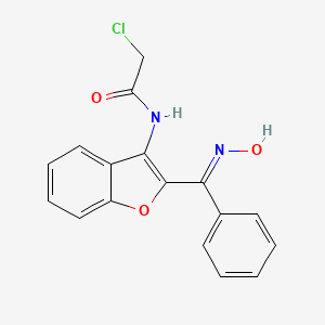 molecular formula C17H13ClN2O3 B12913290 2-Chloro-N-(2-((hydroxyimino)(phenyl)methyl)benzofuran-3-yl)acetamide 