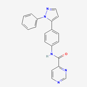 molecular formula C20H15N5O B12913292 N-(4-(1-Phenyl-1H-pyrazol-5-yl)phenyl)pyrimidine-4-carboxamide CAS No. 62089-26-3