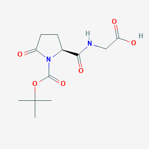 molecular formula C12H18N2O6 B12913520 2-[[(2S)-1-[(2-methylpropan-2-yl)oxycarbonyl]-5-oxopyrrolidine-2-carbonyl]amino]acetic acid 