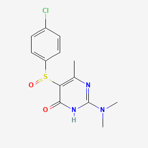 molecular formula C13H14ClN3O2S B12913545 5-(4-chlorophenyl)sulfinyl-2-(dimethylamino)-6-methyl-1H-pyrimidin-4-one CAS No. 19807-96-6