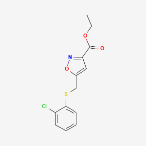 molecular formula C13H12ClNO3S B12913598 Ethyl 5-{[(2-chlorophenyl)sulfanyl]methyl}-1,2-oxazole-3-carboxylate CAS No. 823219-92-7