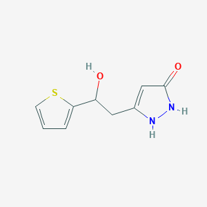 molecular formula C9H10N2O2S B12913697 5-(2-Hydroxy-2-thiophen-2-ylethyl)-1,2-dihydropyrazol-3-one CAS No. 95060-78-9