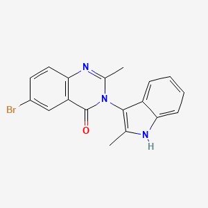 molecular formula C18H14BrN3O B12913698 6-Bromo-2-methyl-3-(2-methyl-1H-indol-3-yl)quinazolin-4(3H)-one CAS No. 655250-51-4