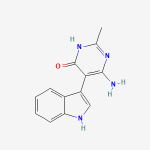 molecular formula C13H12N4O B12913895 6-Amino-5-(1H-indol-3-yl)-2-methylpyrimidin-4(1H)-one CAS No. 61934-39-2