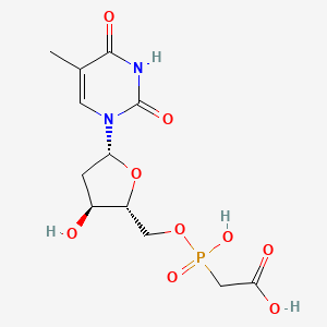 molecular formula C12H17N2O9P B12913949 (Hydroxy-(3-hydroxy-5-(5-methyl-2,4-dioxo-3,4-dihydro-2H-pyrimidin-1-yl)-tetrahydro-furan-2-ylmethoxy)-phosphoryl)-acetic acid CAS No. 117627-22-2