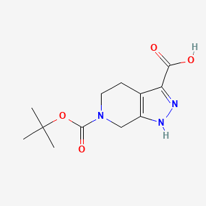 molecular formula C12H17N3O4 B1291410 6-Boc-1,4,5,7-四氢吡唑并[3,4-c]吡啶-3-羧酸 CAS No. 821785-76-6