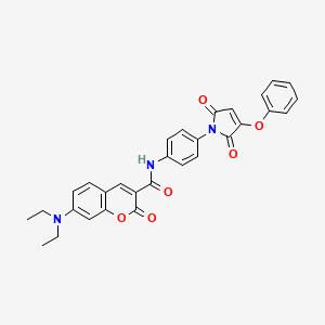 molecular formula C30H25N3O6 B12914210 7-(Diethylamino)-N-(4-(2,5-dioxo-3-phenoxy-2,5-dihydro-1H-pyrrol-1-yl)phenyl)-2-oxo-2H-chromene-3-carboxamide 