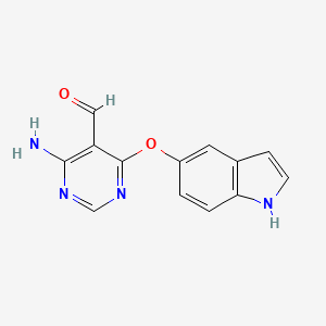 molecular formula C13H10N4O2 B12914268 4-Amino-6-[(1H-indol-5-yl)oxy]pyrimidine-5-carbaldehyde CAS No. 919485-89-5