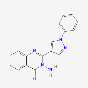 molecular formula C17H13N5O B12914403 3-Amino-2-(1-phenyl-1H-pyrazol-4-yl)quinazolin-4(3H)-one CAS No. 92560-78-6