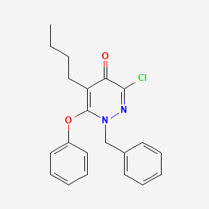 molecular formula C21H21ClN2O2 B12914516 4(1H)-Pyridazinone, 5-butyl-3-chloro-6-phenoxy-1-(phenylmethyl)- CAS No. 919197-99-2