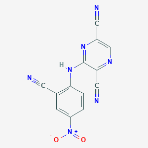 molecular formula C13H5N7O2 B12914537 3-(2-Cyano-4-nitroanilino)pyrazine-2,5-dicarbonitrile CAS No. 918410-41-0