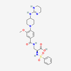 molecular formula C26H34N6O6S B12914564 (S)-3-(3-Methoxy-4-(4-((1,4,5,6-tetrahydropyrimidin-2-yl)amino)piperidin-1-yl)benzamido)-2-(phenylsulfonamido)propanoic acid CAS No. 247034-73-7