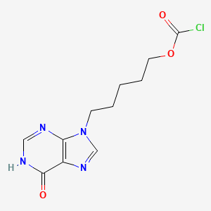 molecular formula C11H13ClN4O3 B12914676 Carbonochloridic acid, 5-(1,6-dihydro-6-oxo-9H-purin-9-yl)pentyl ester CAS No. 114153-81-0