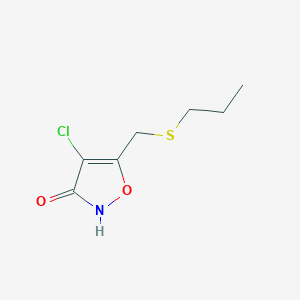 molecular formula C7H10ClNO2S B12914730 4-chloro-5-((propylthio)methyl)isoxazol-3(2H)-one CAS No. 89660-93-5